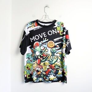 Apizode zombie print men's t-shirt S small clubbing party fun stretch cartoon